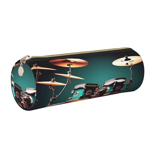 gopoo Cooles Schlagzeug-Set, Leder-Federmäppchen, schlanke ästhetische Ledertasche, Schreibwaren-Organizer-Tasche mit tragbarem Metallring, gold, Einheitsgröße, Kartenhalter von gopoo