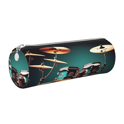 gopoo Cooles Schlagzeug-Set, Leder-Federmäppchen, schlanke ästhetische Ledertasche, Schreibwaren-Organizer-Tasche mit tragbarem Metallring, silber, Einheitsgröße, Kartenhalter gopoo Cooles Schlagzeug-Set, Leder-Federmäppchen, schlanke ästhetische Ledertasche, Schreibwaren-Organizer-Tasche mit tragbarem Metallring, silber, Einheitsgröße, Kartenhalter von gopoo