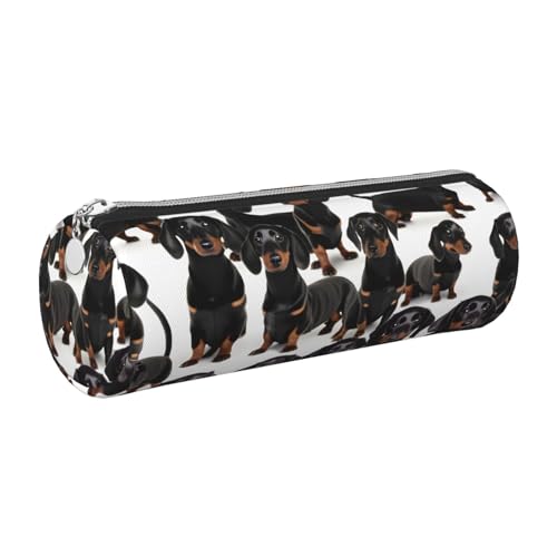 gopoo Dackel Weiner Federmäppchen aus Leder, schlankes ästhetisches Lederetui, Schreibwaren-Organizer-Tasche mit tragbarem Metallring, silber, Einheitsgröße, Kartenhalter gopoo Dackel Weiner Federmäppchen aus Leder, schlankes ästhetisches Lederetui, Schreibwaren-Organizer-Tasche mit tragbarem Metallring, silber, Einheitsgröße, Kartenhalter von gopoo