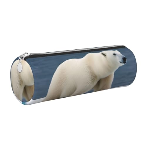 gopoo Eisbär-Leder-Federmäppchen, schlanke ästhetische Ledertasche, Schreibwaren-Organizer-Tasche mit tragbarem Metallring, silber, Einheitsgröße, Kartenhalter gopoo Eisbär-Leder-Federmäppchen, schlanke ästhetische Ledertasche, Schreibwaren-Organizer-Tasche mit tragbarem Metallring, silber, Einheitsgröße, Kartenhalter von gopoo