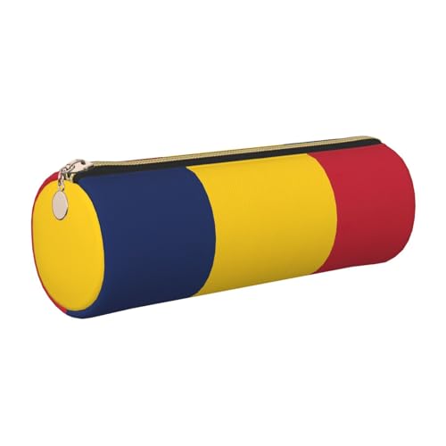 gopoo Federmäppchen aus Leder, Motiv: Flagge des Tschads, schlanke ästhetische Ledertasche, Schreibwaren-Organizer-Tasche mit tragbarem Metallring, gold, Einheitsgröße, Kartenhalter von gopoo