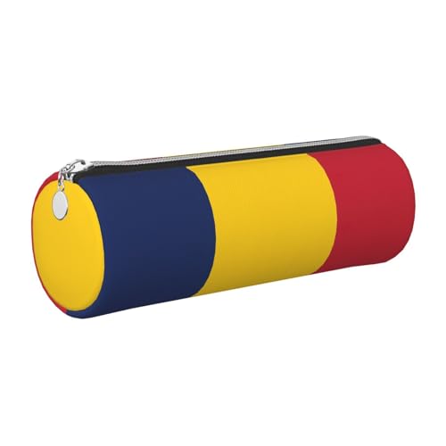 gopoo Federmäppchen aus Leder, Motiv: Flagge des Tschads, schlanke ästhetische Ledertasche, Schreibwaren-Organizer-Tasche mit tragbarem Metallring, silber, Einheitsgröße, Kartenhalter von gopoo