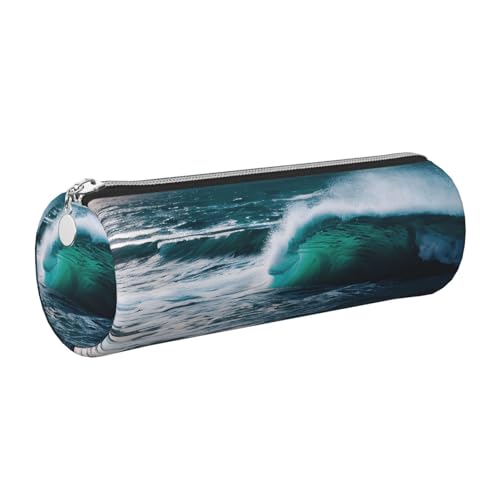 gopoo Federmäppchen aus Leder, Motiv: malerisches Meerwasser, schlanke ästhetische Ledertasche, Schreibwaren-Organizer-Tasche mit tragbarem Metallring, silber, Einheitsgröße, Kartenhalter gopoo Federmäppchen aus Leder, Motiv: malerisches Meerwasser, schlanke ästhetische Ledertasche, Schreibwaren-Organizer-Tasche mit tragbarem Metallring, silber, Einheitsgröße, Kartenhalter von gopoo