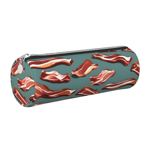 gopoo Federmäppchen aus Leder, gestreiftes Speckmuster, schlanke ästhetische Ledertasche, Schreibwaren-Organizer-Tasche mit tragbarem Metallring, silber, Einheitsgröße, Kartenhalter von gopoo