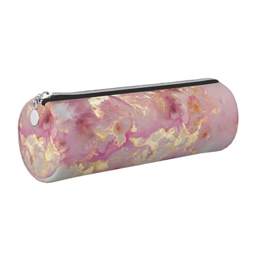 gopoo Federmäppchen aus Leder, mit Marmor-Textur, schmal, ästhetisches Leder, Schreibwaren-Organizer-Tasche mit tragbarem Metallring, silber, Einheitsgröße, Kartenhalter von gopoo