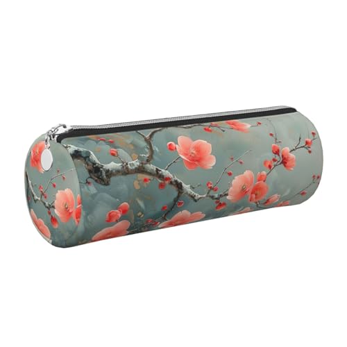 gopoo Federmäppchen aus Leder, schmal, ästhetisches Leder, Schreibwaren-Organizer-Tasche mit tragbarem Metallring, Rot, silber, Einheitsgröße, Kartenhalter von gopoo