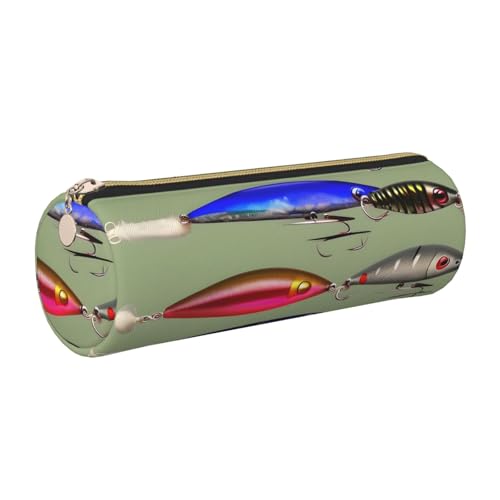 gopoo Federmäppchen aus Leder im Angelköder-Stil, schlanke ästhetische Ledertasche, Schreibwaren-Organizer-Tasche mit tragbarem Metallring, gold, Einheitsgröße, Kartenhalter von gopoo