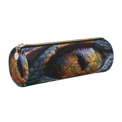 gopoo Federmäppchen aus Leder mit Drachenauge, schlanke ästhetische Ledertasche, Schreibwaren-Organizer-Tasche mit tragbarem Metallring, gold, Einheitsgröße, Kartenhalter von gopoo