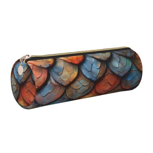 gopoo Federmäppchen aus Leder mit Drachenschuppe, schlanke ästhetische Ledertasche, Schreibwaren-Organizer-Tasche mit tragbarem Metallring, gold, Einheitsgröße, Kartenhalter gopoo Federmäppchen aus Leder mit Drachenschuppe, schlanke ästhetische Ledertasche, Schreibwaren-Organizer-Tasche mit tragbarem Metallring, gold, Einheitsgröße, Kartenhalter von gopoo