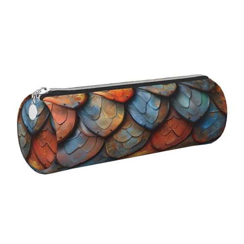 gopoo Federmäppchen aus Leder mit Drachenschuppe, schlanke ästhetische Ledertasche, Schreibwaren-Organizer-Tasche mit tragbarem Metallring, silber, Einheitsgröße, Kartenhalter gopoo Federmäppchen aus Leder mit Drachenschuppe, schlanke ästhetische Ledertasche, Schreibwaren-Organizer-Tasche mit tragbarem Metallring, silber, Einheitsgröße, Kartenhalter von gopoo