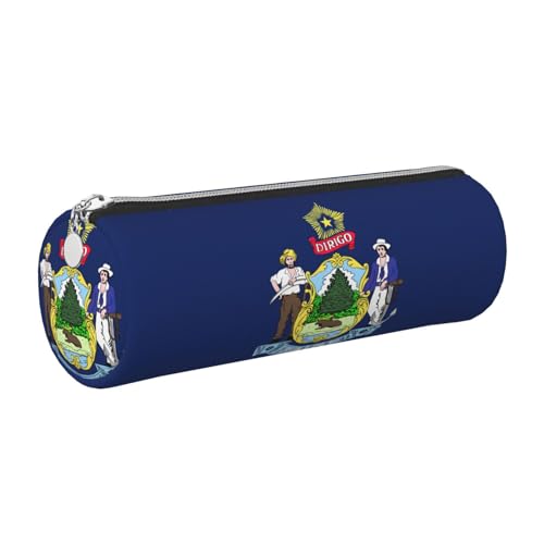 gopoo Federmäppchen aus Leder mit Flagge von Maine, schlanke ästhetische Ledertasche, Schreibwaren-Organizer-Tasche mit tragbarem Metallring, silber, Einheitsgröße, Kartenhalter gopoo Federmäppchen aus Leder mit Flagge von Maine, schlanke ästhetische Ledertasche, Schreibwaren-Organizer-Tasche mit tragbarem Metallring, silber, Einheitsgröße, Kartenhalter von gopoo