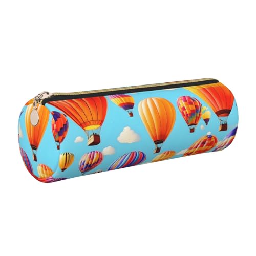 gopoo Federmäppchen aus Leder mit Heißluftballons, schlanke ästhetische Ledertasche, Schreibwaren-Organizer-Tasche mit tragbarem Metallring, gold, Einheitsgröße, Kartenhalter von gopoo