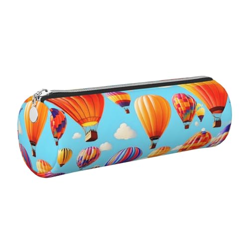 gopoo Federmäppchen aus Leder mit Heißluftballons, schlanke ästhetische Ledertasche, Schreibwaren-Organizer-Tasche mit tragbarem Metallring, silber, Einheitsgröße, Kartenhalter von gopoo