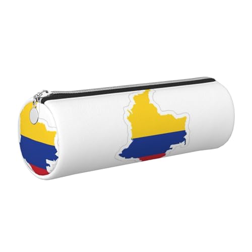 gopoo Federmäppchen aus Leder mit Kolumbien-Flagge, schlanke ästhetische Ledertasche, Schreibwaren-Organizer-Tasche mit tragbarem Metallring, silber, Einheitsgröße, Kartenhalter gopoo Federmäppchen aus Leder mit Kolumbien-Flagge, schlanke ästhetische Ledertasche, Schreibwaren-Organizer-Tasche mit tragbarem Metallring, silber, Einheitsgröße, Kartenhalter von gopoo