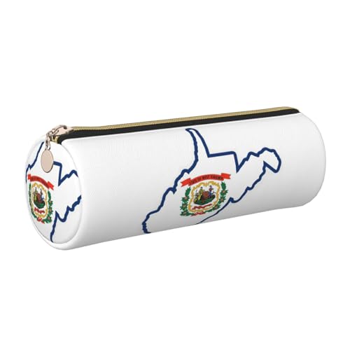 gopoo Federmäppchen aus Leder mit Landkarte von West Virginia, schlanke ästhetische Ledertasche, Schreibwaren-Organizer-Tasche mit tragbarem Metallring, gold, Einheitsgröße, Kartenhalter von gopoo