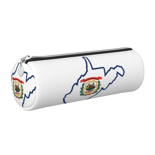 gopoo Federmäppchen aus Leder mit Landkarte von West Virginia, schlanke ästhetische Ledertasche, Schreibwaren-Organizer-Tasche mit tragbarem Metallring, silber, Einheitsgröße, Kartenhalter gopoo Federmäppchen aus Leder mit Landkarte von West Virginia, schlanke ästhetische Ledertasche, Schreibwaren-Organizer-Tasche mit tragbarem Metallring, silber, Einheitsgröße, Kartenhalter von gopoo