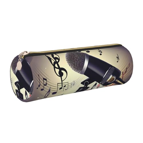 gopoo Federmäppchen aus Leder mit Mikrofon und Musiknoten, schlanke ästhetische Ledertasche, Schreibwaren-Organizer-Tasche mit tragbarem Metallring, gold, Einheitsgröße, Kartenhalter gopoo Federmäppchen aus Leder mit Mikrofon und Musiknoten, schlanke ästhetische Ledertasche, Schreibwaren-Organizer-Tasche mit tragbarem Metallring, gold, Einheitsgröße, Kartenhalter von gopoo