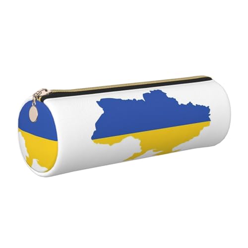 gopoo Federmäppchen aus Leder mit Ukraine-Flagge, schlanke ästhetische Ledertasche, Schreibwaren-Organizer-Tasche mit tragbarem Metallring, gold, Einheitsgröße, Kartenhalter von gopoo