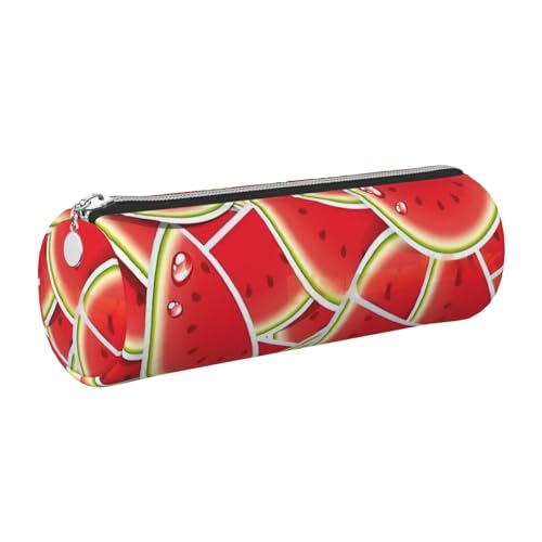 gopoo Federmäppchen aus Leder mit Wassermelonenscheiben, schlanke ästhetische Ledertasche, Schreibwaren-Organizer-Tasche mit tragbarem Metallring, silber, Einheitsgröße, Kartenhalter von gopoo