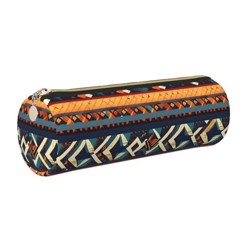 gopoo Federmäppchen aus Leder mit afrikanischem Nationalmuster, schlanke ästhetische Ledertasche, Schreibwaren-Organizer-Tasche mit tragbarem Metallring, gold, Einheitsgröße, Kartenhalter von gopoo