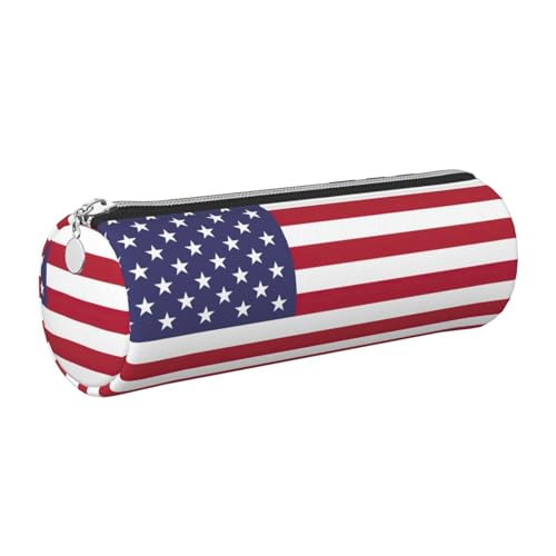 gopoo Federmäppchen aus Leder mit amerikanischer Flagge, schlanke ästhetische Ledertasche, Schreibwaren-Organizer-Tasche mit tragbarem Metallring, silber, Einheitsgröße, Kartenhalter von gopoo