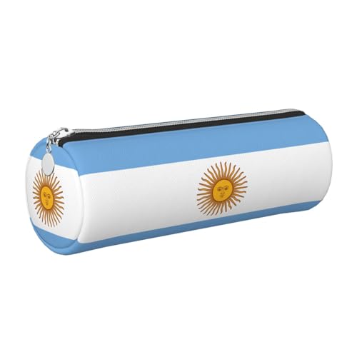 gopoo Federmäppchen aus Leder mit argentinischer Flagge, schlanke ästhetische Ledertasche, Schreibwaren-Organizer-Tasche mit tragbarem Metallring, silber, Einheitsgröße, Kartenhalter von gopoo