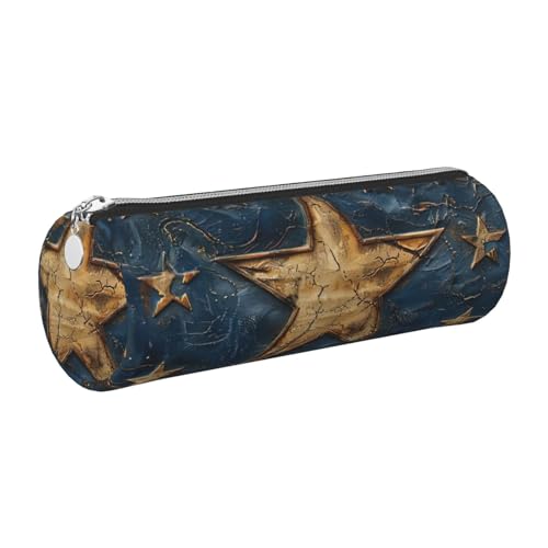 gopoo Federmäppchen aus Leder mit fünfzackigem Stern, schmale, ästhetische Ledertasche, Schreibwaren-Organizer-Tasche mit tragbarem Metallring, silber, Einheitsgröße, Kartenhalter von gopoo