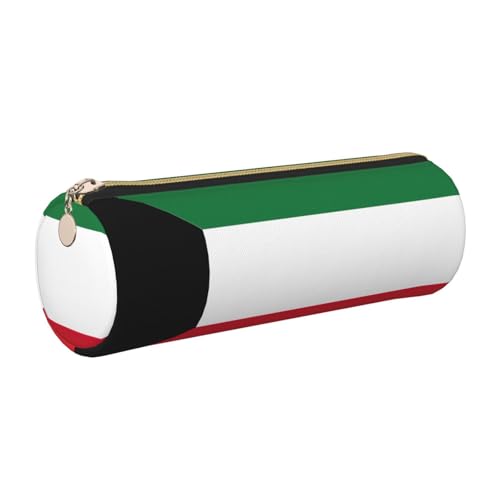 gopoo Federmäppchen aus Leder mit kuwaitischer Flagge, schlanke ästhetische Ledertasche, Schreibwaren-Organizer-Tasche mit tragbarem Metallring, gold, Einheitsgröße, Kartenhalter von gopoo