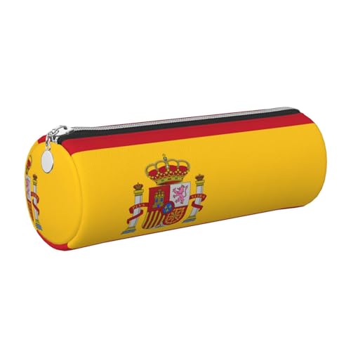 gopoo Federmäppchen aus Leder mit spanischer Flagge, schlanke ästhetische Ledertasche, Schreibwaren-Organizer-Tasche mit tragbarem Metallring, silber, Einheitsgröße, Kartenhalter gopoo Federmäppchen aus Leder mit spanischer Flagge, schlanke ästhetische Ledertasche, Schreibwaren-Organizer-Tasche mit tragbarem Metallring, silber, Einheitsgröße, Kartenhalter von gopoo