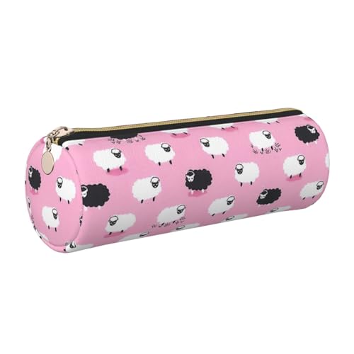 gopoo Federmäppchen aus Leder mit weißem Schaf auf Hintergrund, schlanke ästhetische Ledertasche, Schreibwaren-Organizer-Tasche mit tragbarem Metallring, gold, Einheitsgröße, Kartenhalter von gopoo