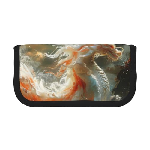 gopoo Federmäppchen aus Segeltuch, Motiv: weißer Drache, organisierte Aufbewahrung für Reisen und den täglichen Gebrauch, Federmäppchen, Make-up-Tasche von gopoo