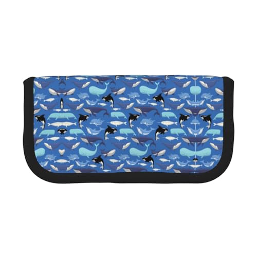 gopoo Federmäppchen aus Segeltuch mit Wal-Muster, organisierte Aufbewahrung für Reisen und den täglichen Gebrauch, Federmäppchen, Make-up-Tasche von gopoo