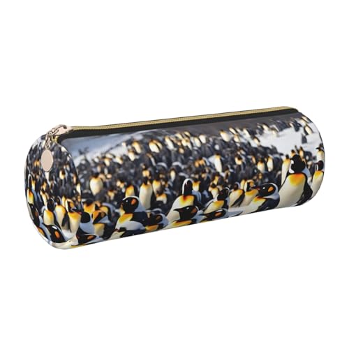 gopoo Happy Penguins Leder-Federmäppchen, schlanke ästhetische Ledertasche, Schreibwaren-Organizer-Tasche mit tragbarem Metallring, gold, Einheitsgröße, Kartenhalter gopoo Happy Penguins Leder-Federmäppchen, schlanke ästhetische Ledertasche, Schreibwaren-Organizer-Tasche mit tragbarem Metallring, gold, Einheitsgröße, Kartenhalter von gopoo