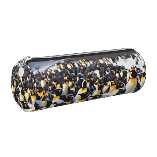 gopoo Happy Penguins Leder-Federmäppchen, schlanke ästhetische Ledertasche, Schreibwaren-Organizer-Tasche mit tragbarem Metallring, silber, Einheitsgröße, Kartenhalter gopoo Happy Penguins Leder-Federmäppchen, schlanke ästhetische Ledertasche, Schreibwaren-Organizer-Tasche mit tragbarem Metallring, silber, Einheitsgröße, Kartenhalter von gopoo