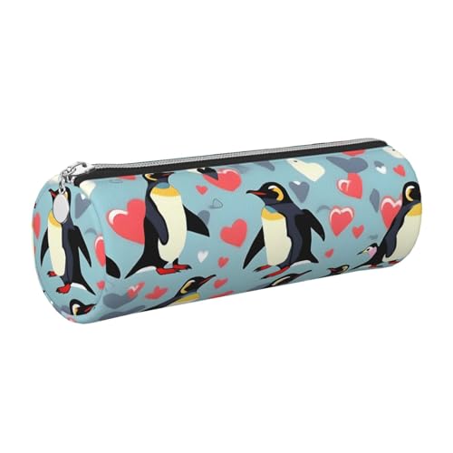 gopoo I Love Penguins Leder-Federmäppchen, schlanke ästhetische Ledertasche, Schreibwaren-Organizer-Tasche mit tragbarem Metallring, silber, Einheitsgröße, Kartenhalter von gopoo