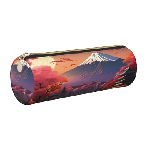 gopoo Japanisches Federmäppchen aus Leder mit Fuji-Landschafts-Motiv, schlanke ästhetische Ledertasche, Schreibwaren-Organizer-Tasche mit tragbarem Metallring, gold, Einheitsgröße, Kartenhalter gopoo Japanisches Federmäppchen aus Leder mit Fuji-Landschafts-Motiv, schlanke ästhetische Ledertasche, Schreibwaren-Organizer-Tasche mit tragbarem Metallring, gold, Einheitsgröße, Kartenhalter von gopoo