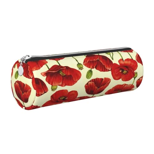 gopoo Leder-Federmäppchen, schlanke ästhetische Ledertasche, Schreibwaren-Organizer-Tasche mit tragbarem Metallring, Rot, silber, Einheitsgröße, Kartenhalter von gopoo