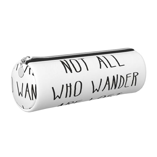gopoo Leder-Federmäppchen mit Aufschrift "Not All Who Wander are Lost", schlanke ästhetische Ledertasche, Schreibwaren-Organizer-Tasche mit tragbarem Metallring, silber, Einheitsgröße, Kartenhalter gopoo Leder-Federmäppchen mit Aufschrift "Not All Who Wander are Lost", schlanke ästhetische Ledertasche, Schreibwaren-Organizer-Tasche mit tragbarem Metallring, silber, Einheitsgröße, Kartenhalter von gopoo