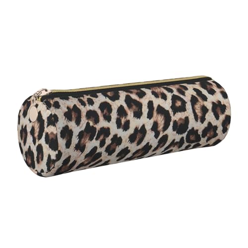 gopoo Leder-Federmäppchen mit Leopardenmuster, schlanke ästhetische Ledertasche, Schreibwaren-Organizer-Tasche mit tragbarem Metallring, gold, Einheitsgröße, Kartenhalter von gopoo