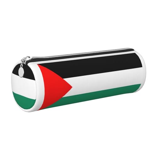 gopoo Leder-Federmäppchen mit Palästina-Flagge, schlanke ästhetische Ledertasche, Schreibwaren-Organizer-Tasche mit tragbarem Metallring, silber, Einheitsgröße, Kartenhalter von gopoo