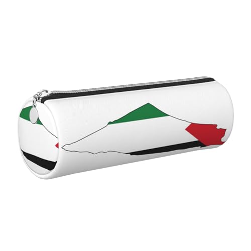 gopoo Leder-Federmäppchen mit Palästina-Flagge, schlanke ästhetische Ledertasche, Schreibwaren-Organizer-Tasche mit tragbarem Metallring, silber, Einheitsgröße, Kartenhalter von gopoo