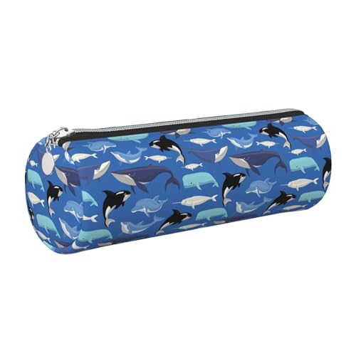 gopoo Leder-Federmäppchen mit Wal-Muster, schlanke ästhetische Ledertasche, Schreibwaren-Organizer-Tasche mit tragbarem Metallring, silber, Einheitsgröße, Kartenhalter gopoo Leder-Federmäppchen mit Wal-Muster, schlanke ästhetische Ledertasche, Schreibwaren-Organizer-Tasche mit tragbarem Metallring, silber, Einheitsgröße, Kartenhalter von gopoo