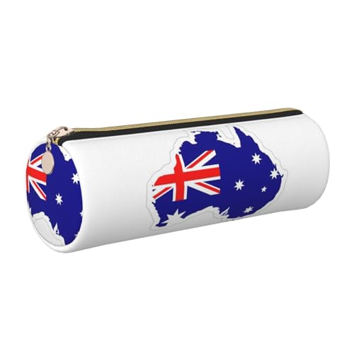 gopoo Leder-Federmäppchen mit australischer Flagge, schlanke ästhetische Ledertasche, Schreibwaren-Organizer-Tasche mit tragbarem Metallring, gold, Einheitsgröße, Kartenhalter von gopoo