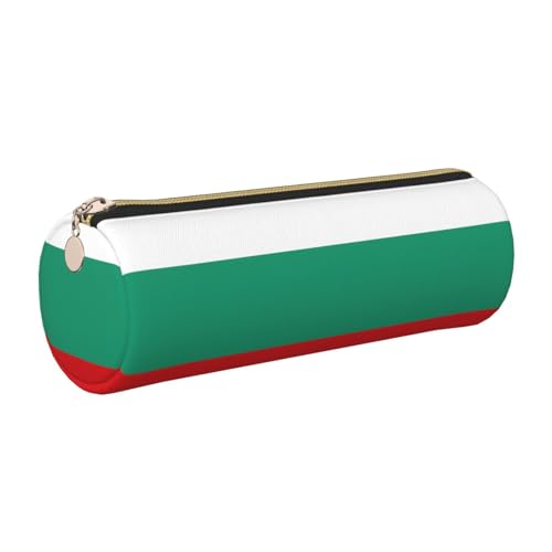 gopoo Leder-Federmäppchen mit bulgarischer Flagge, schlanke ästhetische Ledertasche, Schreibwaren-Organizer-Tasche mit tragbarem Metallring, gold, Einheitsgröße, Kartenhalter von gopoo
