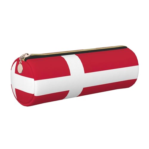 gopoo Leder-Federmäppchen mit dänischer Flagge, schlanke ästhetische Ledertasche, Schreibwaren-Organizer-Tasche mit tragbarem Metallring, gold, Einheitsgröße, Kartenhalter von gopoo