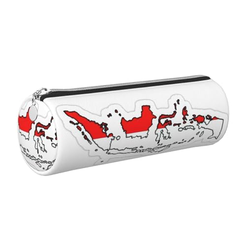 gopoo Leder-Federmäppchen mit indonesischer Flagge, schlanke ästhetische Ledertasche, Schreibwaren-Organizer-Tasche mit tragbarem Metallring, silber, Einheitsgröße, Kartenhalter gopoo Leder-Federmäppchen mit indonesischer Flagge, schlanke ästhetische Ledertasche, Schreibwaren-Organizer-Tasche mit tragbarem Metallring, silber, Einheitsgröße, Kartenhalter von gopoo