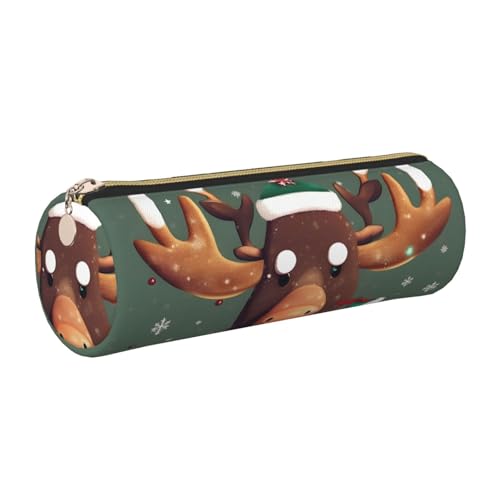 gopoo Lustiges Weihnachts-Elchkopf-Federmäppchen aus Leder, schlanke ästhetische Ledertasche, Schreibwaren-Organizer-Tasche mit tragbarem Metallring, gold, Einheitsgröße, Kartenhalter von gopoo