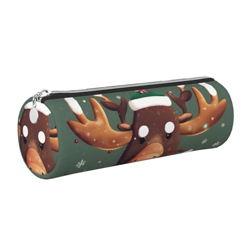 gopoo Lustiges Weihnachts-Elchkopf-Federmäppchen aus Leder, schlanke ästhetische Ledertasche, Schreibwaren-Organizer-Tasche mit tragbarem Metallring, silber, Einheitsgröße, Kartenhalter von gopoo