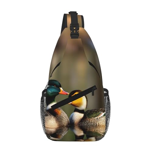 gopoo Mallard Ducks Sling Brusttasche – schlanker Sling-Rucksack für Männer und Frauen, leichte Reise-Umhängetasche, Crossbody, lässiger Tagesrucksack von gopoo