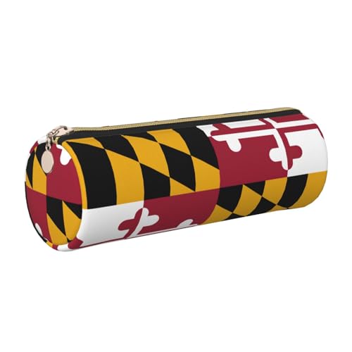 gopoo Maryland Federmappe mit Staatsflagge aus Leder, schmal, ästhetische Ledertasche, Schreibwaren-Organizer-Tasche mit tragbarem Metallring, gold, Einheitsgröße, Kartenhalter von gopoo